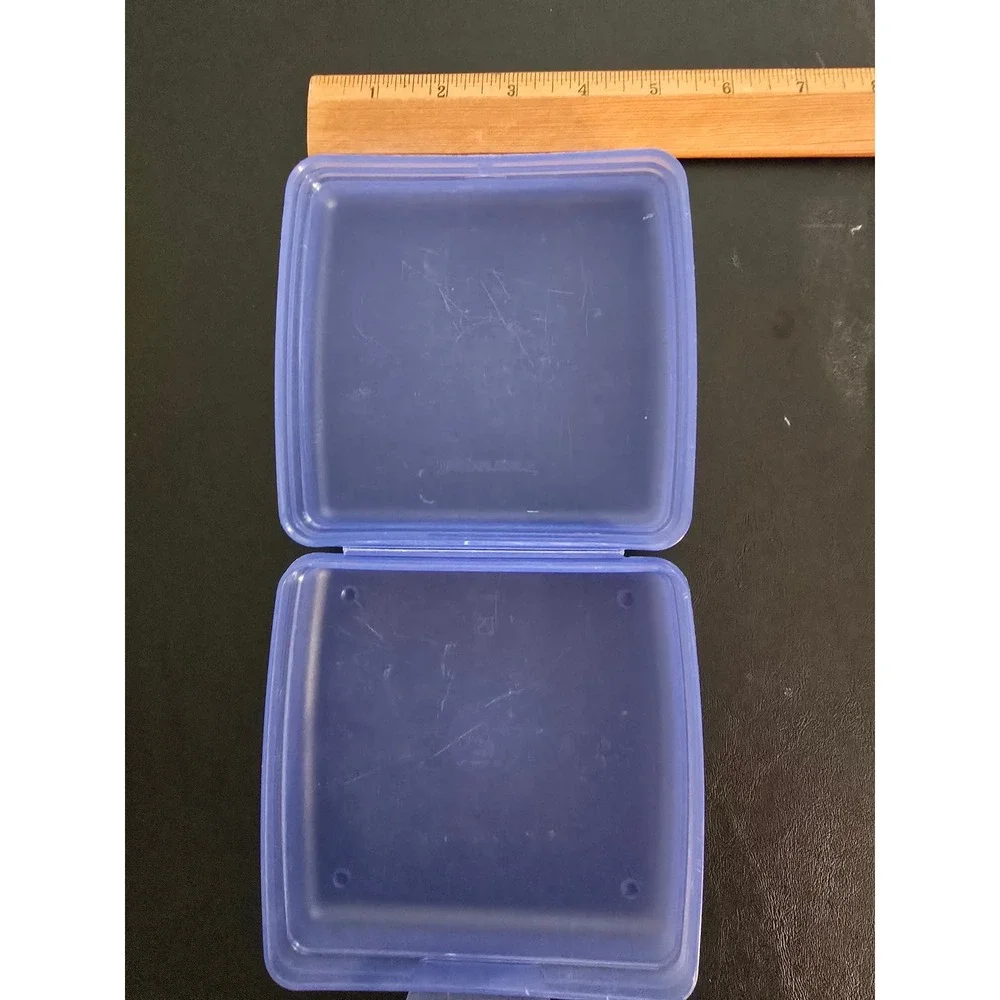 Tupperware Sandwich Keeper Set of 3 Vintage Blue & Pink Hinged Food Containers